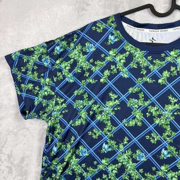 Tuckernuck Sport Athletic Top Women's Large Ivy Blue Green Short Sleeve Stretch - Picture 4 of 14